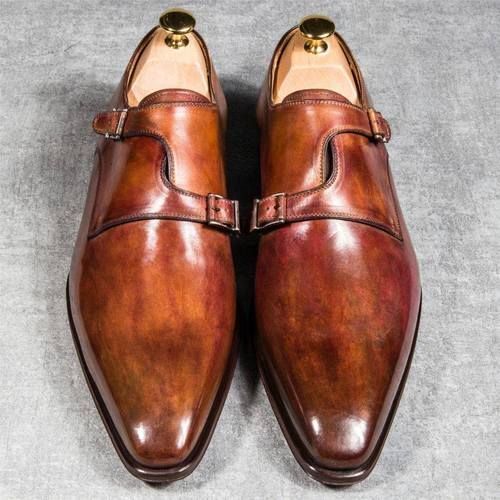 Tresmode Gioia Brown Men's Double Monk Shoes