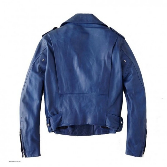 Women's Elegant Blue Biker Racing Leather Jacket 2016 on Luulla