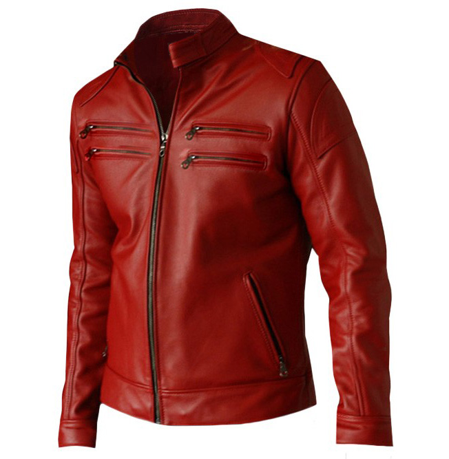 Red High Light Leather Fashion Jacket