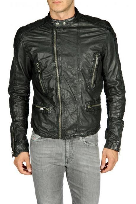 MENS LEATHER JACKET, MENS BLACK JACKET, MEN'S BIKER LEATHER JACKET, MEN ...