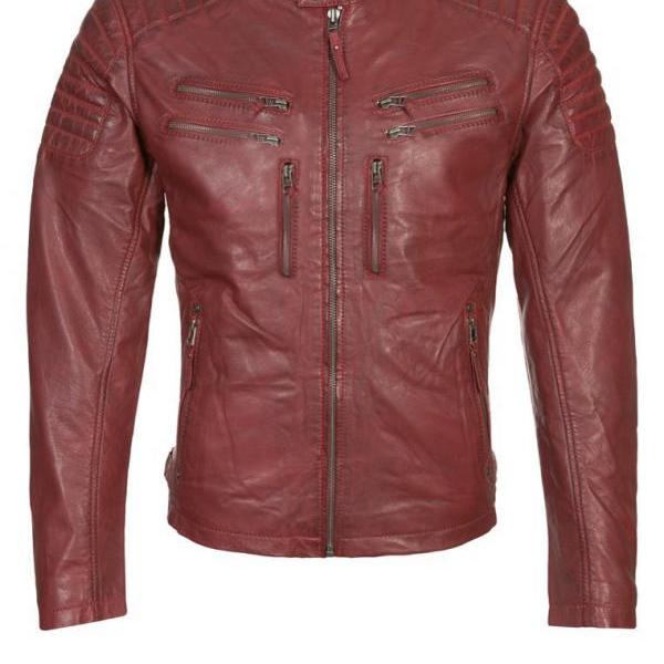 Red Leather Jaket Biker Leather Jacket Men's on Luulla