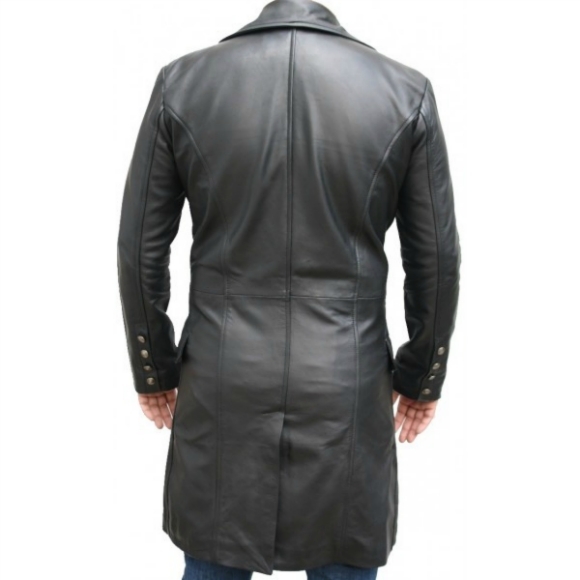 Front Button Black Long Original Leather Coat 2016 Men's on Luulla