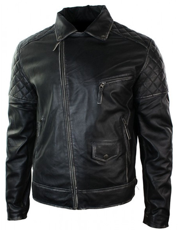 Mens Motorcycle Brando Black Bikers Punk Vintage Style Leather Jacket ...